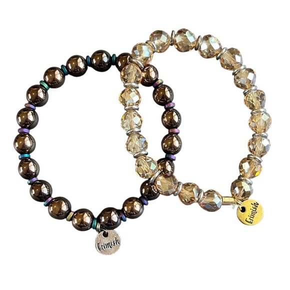 Erimish Metallics and Colorful Faceted Beaded Bracelet Stackable Logo Set - Picture 3 of 3